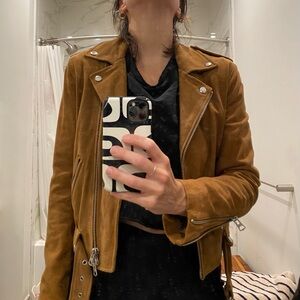 Aritzia Lennon Suede Leather Moto Jacket - S